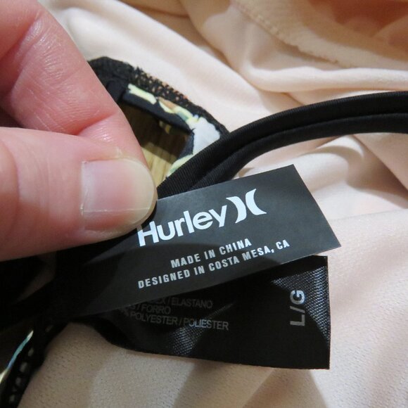 HURLEY Hawaiian Floral UPF 50+ Stretch Midweight One Piece Swimsuit - Size L - Picture 14 of 15
